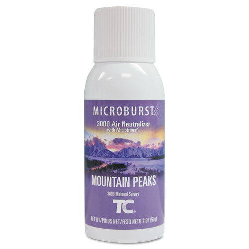 Image of Rubbermaid® Commercial Microburst 3000 Refill, Mountain Peaks, 2 Oz Aerosol Spray, 12/carton