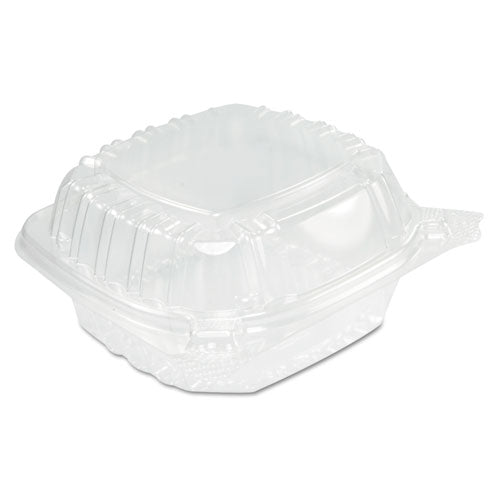 Image of Dart® ClearSeal Hinged-Lid Plastic Containers, Sandwich Container, 13.8 oz, 5.4 x 5.3 x 2.6, Clear, Plastic, 500/Carton