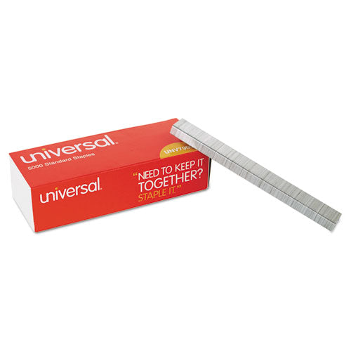 Image of Universal® Standard Chisel Point Staples, 0.25" Leg, 0.5" Crown, Steel, 5,000/box