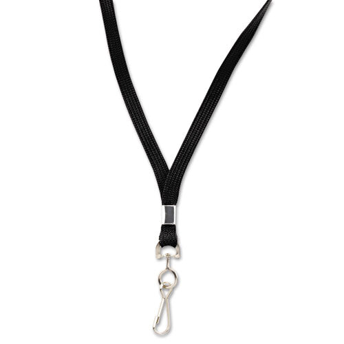 Image of Advantus Deluxe Lanyards, Metal J-Hook Fastener, 36" Long, Black, 24/Box