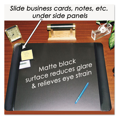 Image of Artistic® Executive Desk Pad With Antimicrobial Protection, Leather-Like Side Panels, 36 X 20, Black