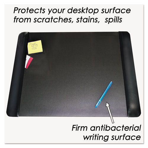 Image of Artistic® Executive Desk Pad With Antimicrobial Protection, Leather-Like Side Panels, 24 X 19, Black