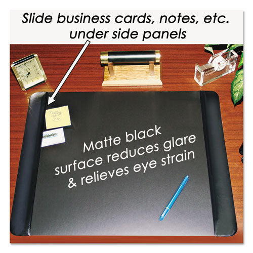 Image of Artistic® Executive Desk Pad With Antimicrobial Protection, Leather-Like Side Panels, 24 X 19, Black