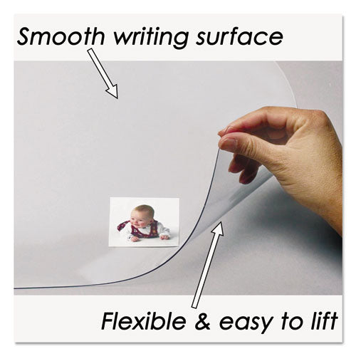 Image of Artistic® KrystalView Desk Pad with Antimicrobial Protection, Glossy Finish, 38 x 24, Clear