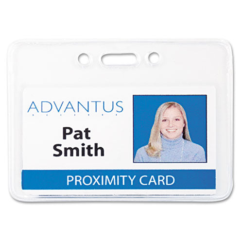 Image of Advantus Proximity ID Badge Holders, Horizontal, Clear 3.75" x 3" Holder, 3.5" x 2.25" Insert, 50/Pack