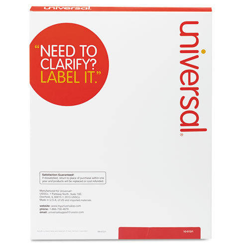 Image of Universal® White Labels, Inkjet/laser Printers, 1.33 X 4, White, 14/sheet, 100 Sheets/box