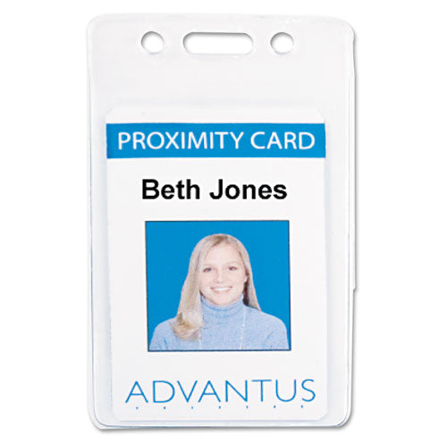 Image of Advantus Proximity ID Badge Holders, Vertical, Clear 2.68" x 4.38" Holder, 2.38" x 3.63" Insert, 50/Pack