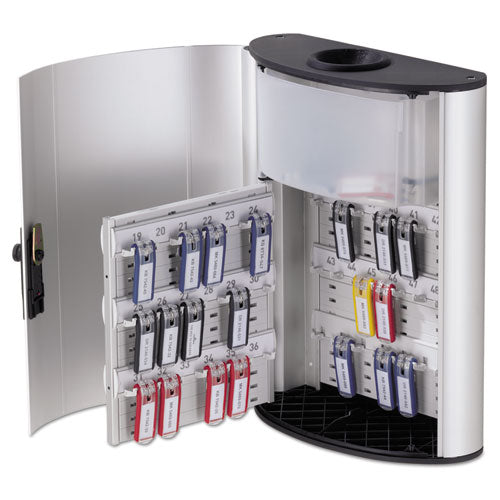 Image of Durable® Key Box Plus, 54-Key, Brushed Aluminum, Silver, 11.75 x 4.63 x 15.75