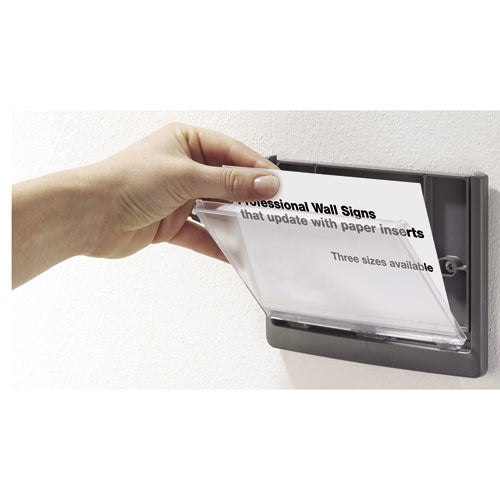 Image of Durable® Click Sign Holder For Interior Walls, 6.75 x 0.63 x 5.13, Gray