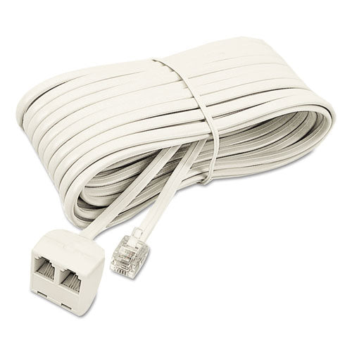 Image of Softalk® Telephone Extension Cord, Plug/Dual Jack, 25 ft, Ivory