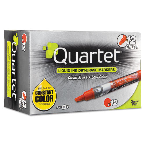 Image of Quartet® Enduraglide Dry Erase Marker, Broad Chisel Tip, Red, Dozen