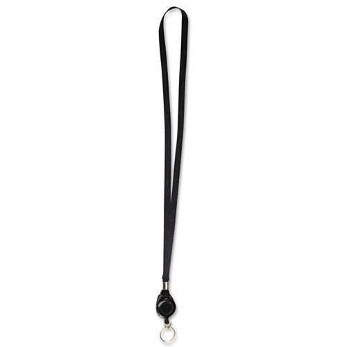Image of Advantus Lanyards with Retractable ID Reels, Metal Split Ring Fastener, 34" Long, Black, 12/Pack
