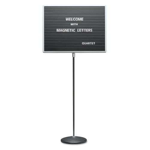 Image of Quartet® Adjustable Single-Pedestal Magnetic Letter Board, 24" x 18", Black Surface, Gray Aluminum Frame