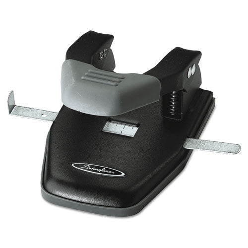 Image of Swingline® 28-Sheet Comfort Handle Steel Two-Hole Punch, 1/4" Holes, Black/gray