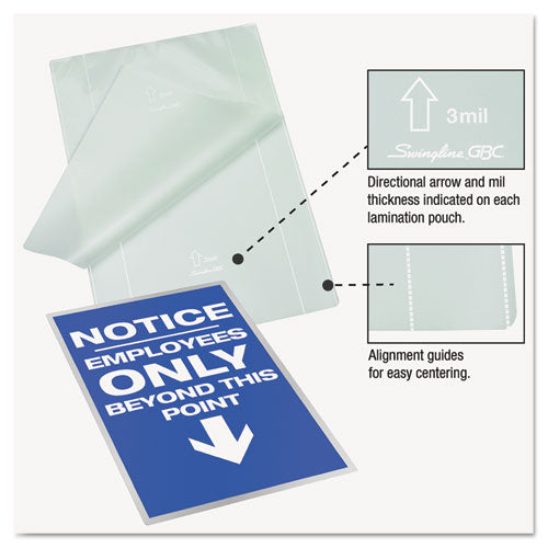 Image of GBC® Ezuse Thermal Laminating Pouches, 3 Mil, 9" X 11.5", Gloss Clear, 100/box