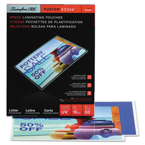 Image of GBC® Ezuse Thermal Laminating Pouches, 10 Mil, 9" X 11.5", Gloss Clear, 50/box