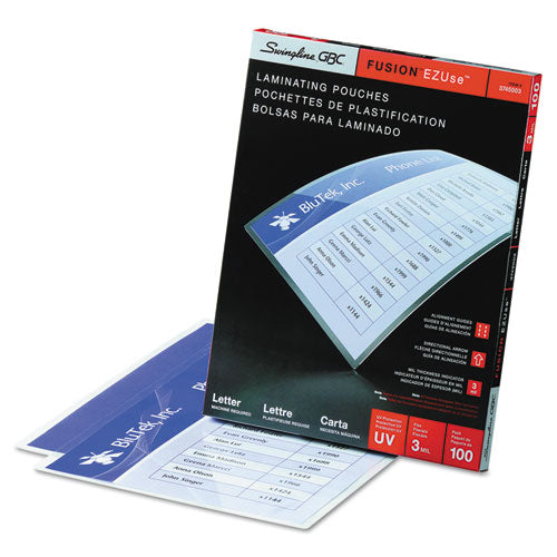 Image of GBC® Ezuse Thermal Laminating Pouches, 3 Mil, 9" X 11.5", Gloss Clear, 100/box