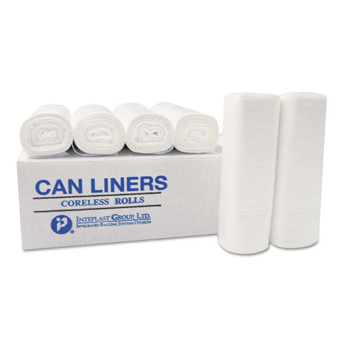 Image of Inteplast Group High-Density Commercial Can Liners, 7 gal, 6 mic, 20" x 22", Clear, Perforated Roll, 50 Bags/Roll, 40 Rolls/Carton