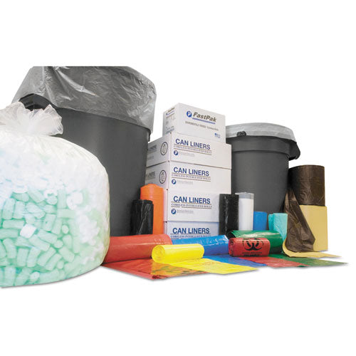 Image of Inteplast Group High-Density Commercial Can Liners, 60 gal, 16 mic, 38" x 60", Clear, Interleaved Roll, 25 Bags/Roll, 8 Rolls/Carton