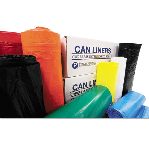 Image of Inteplast Group High-Density Commercial Can Liners, 60 gal, 16 mic, 38" x 60", Clear, Interleaved Roll, 25 Bags/Roll, 8 Rolls/Carton