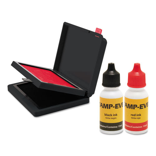Image of Trodat® Two-Color Stamp Pad with Ink Refill, 4" x 2.38", Red/Black