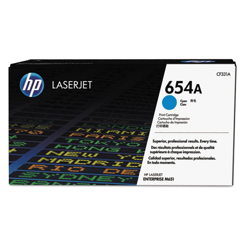 Image of HP HP 654a, (cf331a) Cyan Original Laserjet Toner Cartridge
