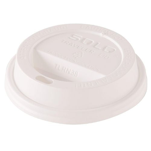 Image of SOLO® Traveler Dome Hot Cup Lid, Fits 8 oz Hot Cups, Plastic, White, 100/Pack, 10 Packs/Carton