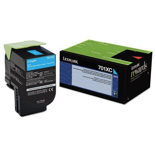 Image of Lexmark 70c1xc0 Return Program Extra High-Yield Toner, 4,000 Page-Yield, Cyan
