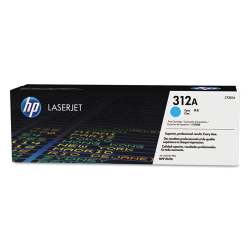 Image of HP HP 312a, (cf381a) Cyan Original Laserjet Toner Cartridge