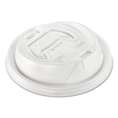 Image of Dart® Optima Reclosable Lid, Fits 12 oz to 24 oz Hot Cups, Plastic, White, 100/Pack