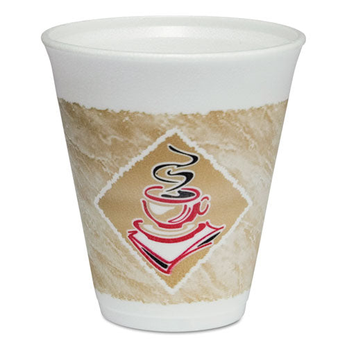 Image of Dart® Cafe G Foam Hot/cold Cups, 12 Oz, Brown/red/white, 20/pack