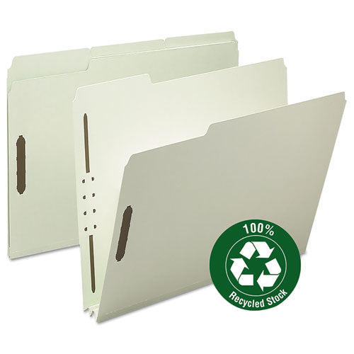 Image of Smead Recycled Pressboard Fastener Folders, 2" Expansion, 2 Fasteners, Letter Size, Gray-Green Exterior, 25/Box