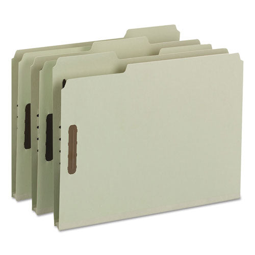 Image of Smead Recycled Pressboard Fastener Folders, 1" Expansion, 2 Fasteners, Letter Size, Gray-Green Exterior, 25/Box