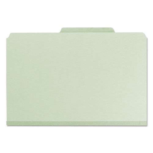 Image of Smead Recycled Pressboard Folders, Two SafeSHIELD Coated Fasteners, 2/5-Cut: R of C, 2" Expansion, Legal Size, Gray-Green, 25/Box