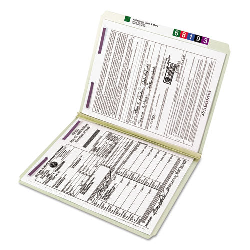 Image of Smead Recycled Pressboard Fastener Folders, Straight Tabs, Two SafeSHIELD Fasteners, 2" Expansion, Letter Size, Gray-Green, 25/Box