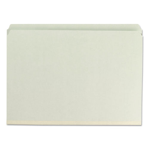 Image of Smead Recycled Pressboard Fastener Folders, Straight Tabs, Two SafeSHIELD Fasteners, 2" Expansion, Legal Size, Gray-Green, 25/Box