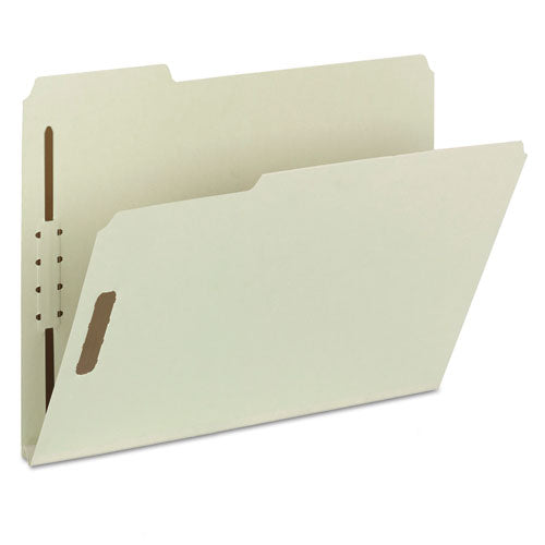 Image of Smead Recycled Pressboard Fastener Folders, 1" Expansion, 2 Fasteners, Letter Size, Gray-Green Exterior, 25/Box