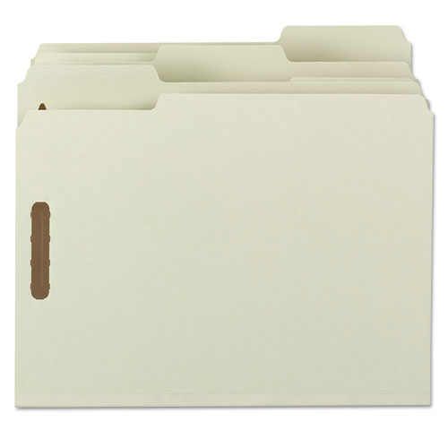 Image of Smead Recycled Pressboard Fastener Folders, 1" Expansion, 2 Fasteners, Letter Size, Gray-Green Exterior, 25/Box