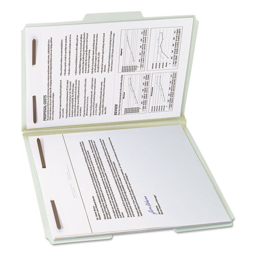 Image of Smead Recycled Pressboard Fastener Folders, 1" Expansion, 2 Fasteners, Letter Size, Gray-Green Exterior, 25/Box
