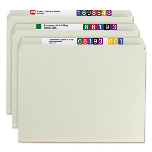 Image of Smead Recycled Pressboard Fastener Folders, Straight Tabs, Two SafeSHIELD Fasteners, 2" Expansion, Letter Size, Gray-Green, 25/Box