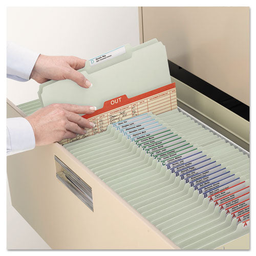 Image of Smead Recycled Pressboard Folders, Two SafeSHIELD Coated Fasteners, 2/5-Cut: R of C, 2" Expansion, Legal Size, Gray-Green, 25/Box