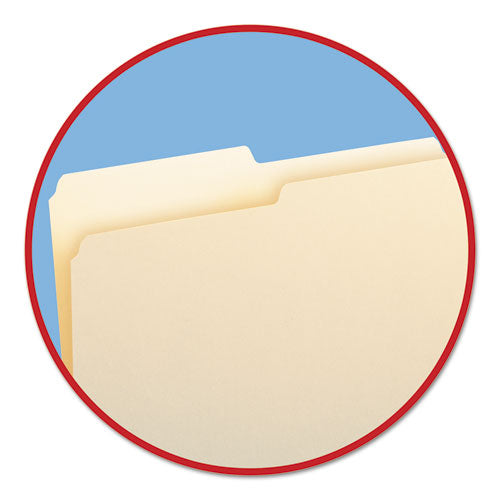 Image of Smead Manila File Folders, 1/2-Cut Tabs: Assorted, Letter Size, 0.75" Expansion, Manila, 100/Box