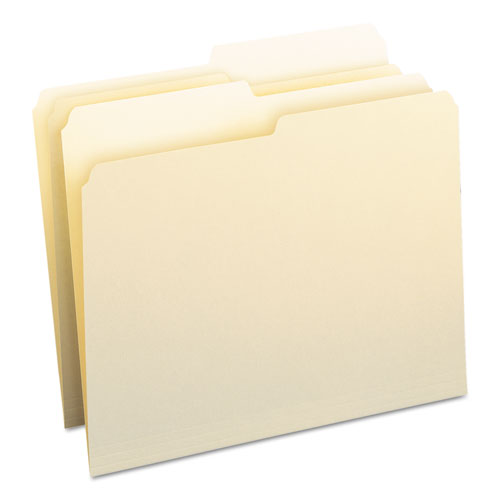 Image of Smead Manila File Folders, 1/2-Cut Tabs: Assorted, Letter Size, 0.75" Expansion, Manila, 100/Box