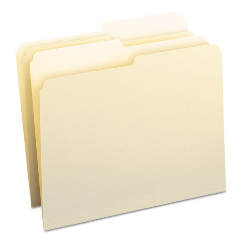 Image of Smead Manila File Folders, 1/2-Cut Tabs: Assorted, Letter Size, 0.75" Expansion, Manila, 100/Box