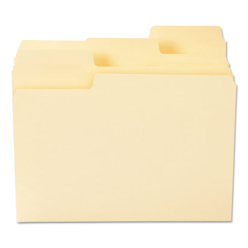 Image of Smead SuperTab Top Tab File Folders, 1/3-Cut Tabs: Assorted, Letter Size, 0.75" Expansion, 11-pt Manila, 100/Box