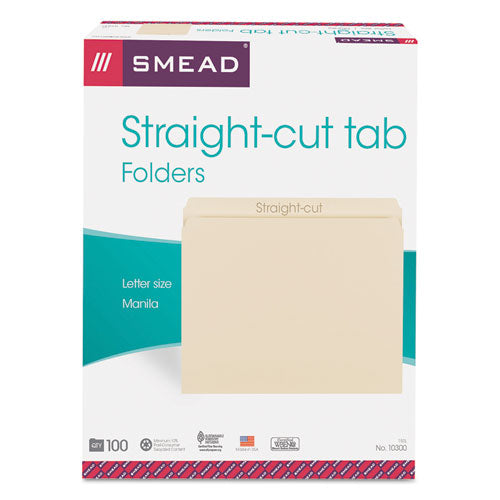 Image of Smead Manila File Folders, Straight Tabs, Letter Size, 0.75" Expansion, Manila, 100/Box