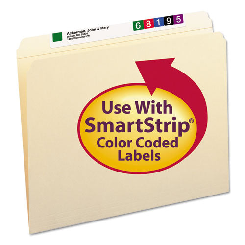 Image of Smead Reinforced Tab Manila File Folders, Straight Tabs, Letter Size, 0.75" Expansion, 11-pt Manila, 100/Box