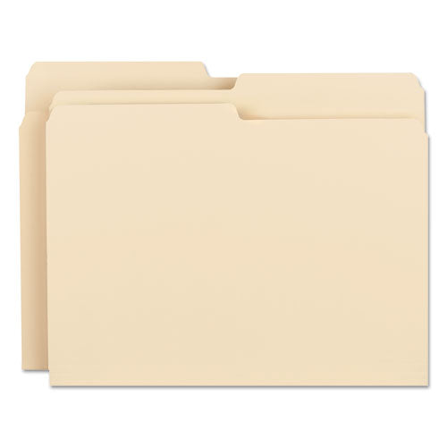 Image of Smead Manila File Folders, 1/2-Cut Tabs: Assorted, Letter Size, 0.75" Expansion, Manila, 100/Box