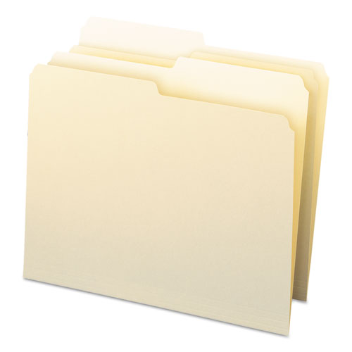 Image of Smead Manila File Folders, 1/2-Cut Tabs: Assorted, Letter Size, 0.75" Expansion, Manila, 100/Box