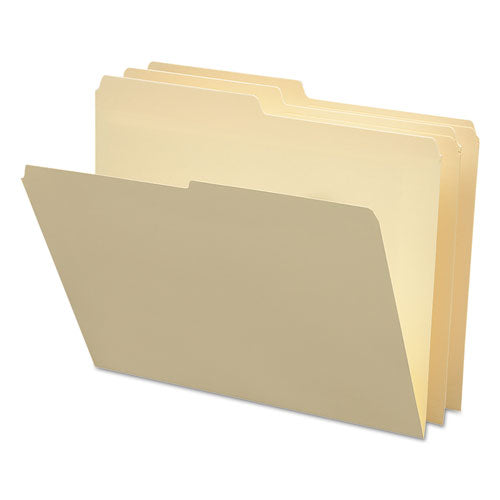 Image of Smead Manila File Folders, 1/2-Cut Tabs: Assorted, Letter Size, 0.75" Expansion, Manila, 100/Box